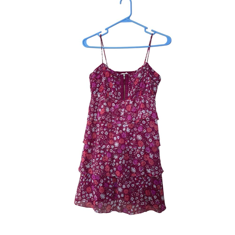 American Eagle Outfitters Y2K Ruffle Tiered Pink Floral Mini Dress Size 6